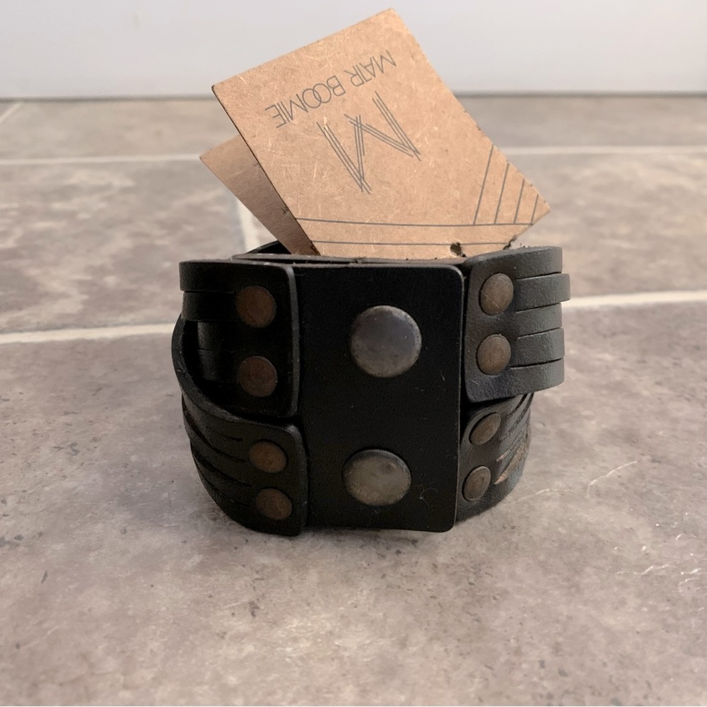 NWT MATR BOOMIE 2” Brown Leather Wrap Style Bracelet w/ Snaps
